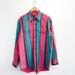 Wrangler Men’s Vintage 90s Y2K Multicolor Stripe Brushpopper Cotton Regular Fit